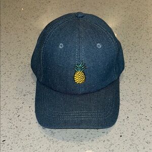 Blue Denim Pineapple Embroidered Ball Cap Hat